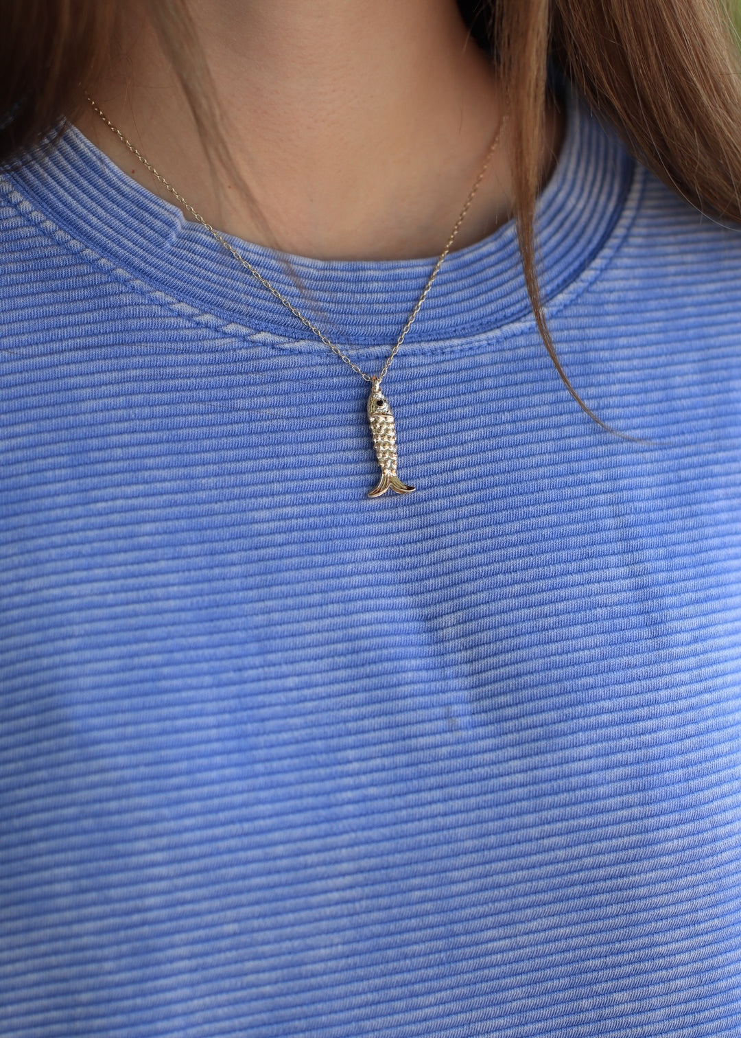 Eye Stud Fish Pendant Necklace
