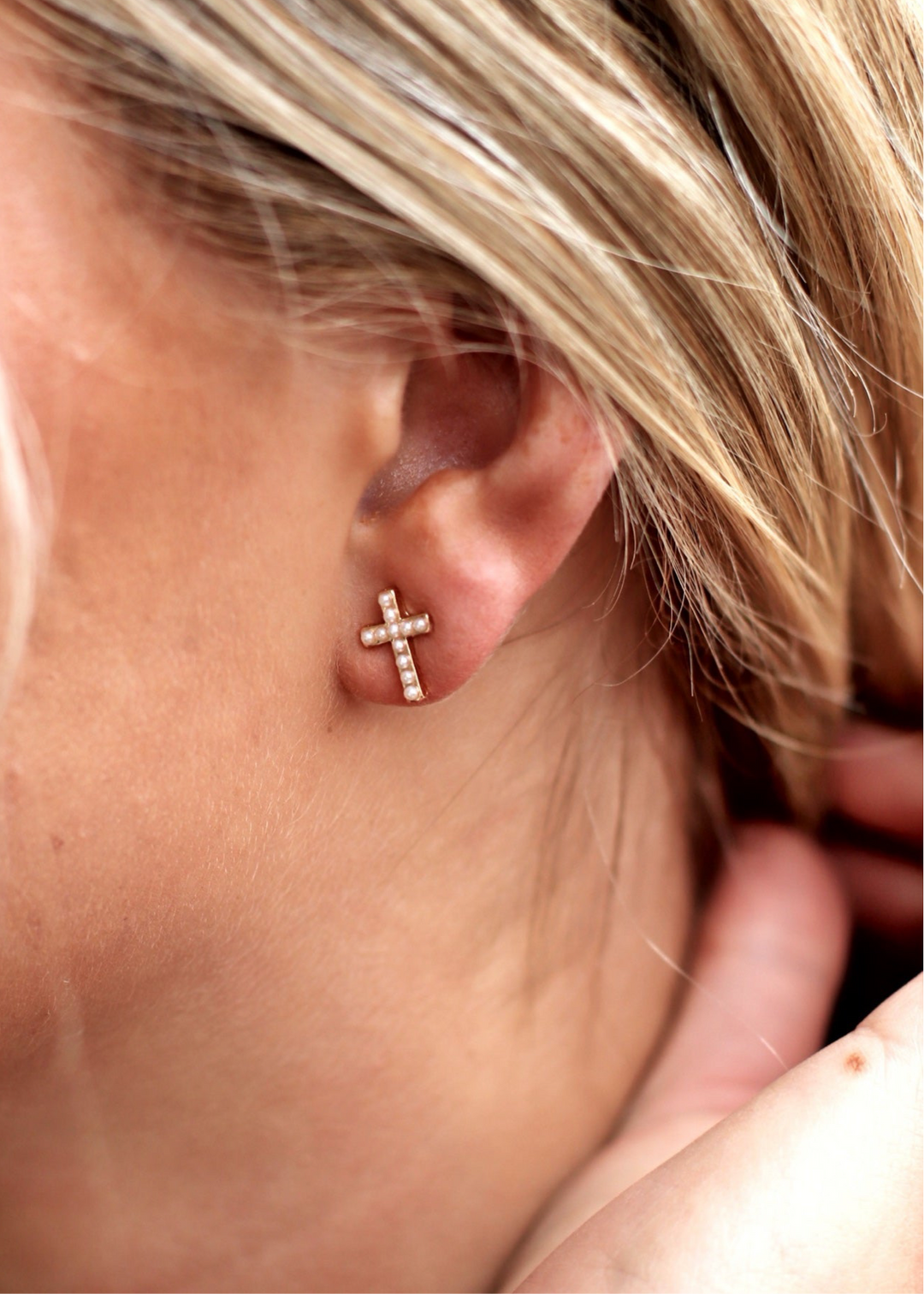 Pearl Cross Earrings