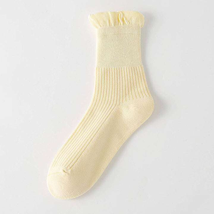 Thin Solid Ruffle Crew Socks