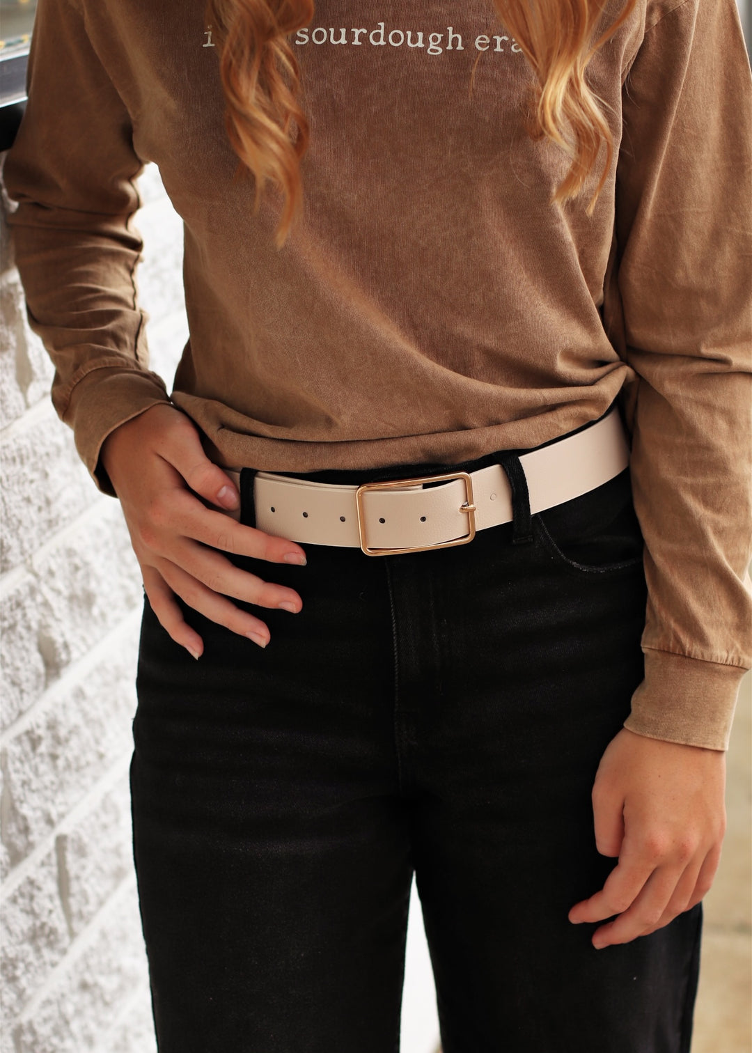 Faux Leather Rectangle Cutout Buckle Fashion Belt