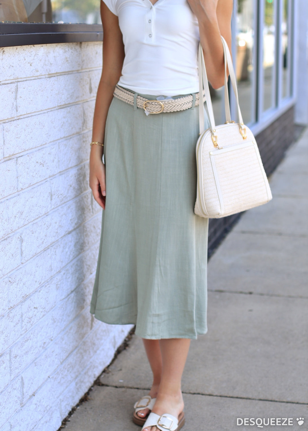 CLEARANCE FINAL SALE  The Olive Hour Midi Skirt