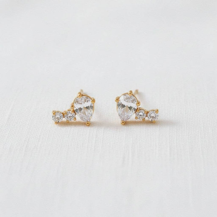 Gold Waterdrop Shaped Stud Earrings