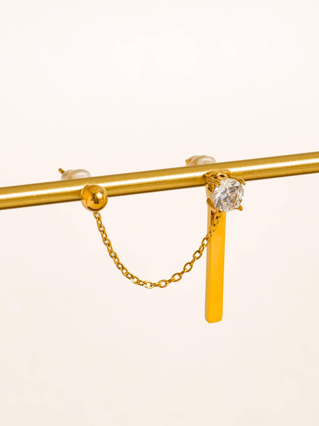 Nola 18K Gold Non-Tarnish CZ Chain Drop Earring(One Earring)
