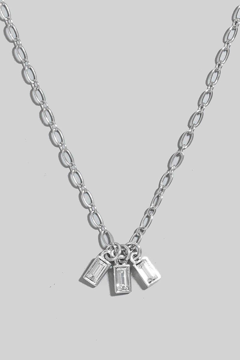 RESTOCK Faceted Glass Baguette Charms Chain Necklace