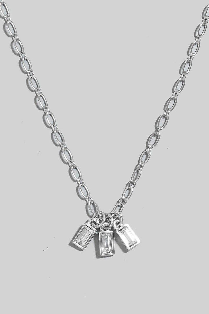 RESTOCK Faceted Glass Baguette Charms Chain Necklace
