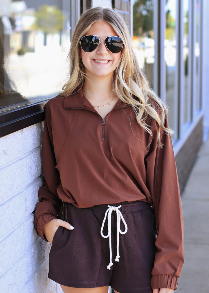 Sculpt Half Zip Pullover in Cocoa