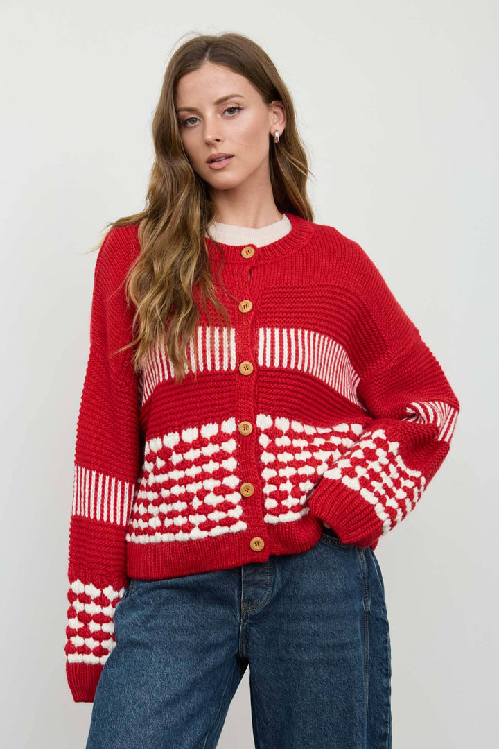 Butter Yellow Contrast Stripe Cardigan