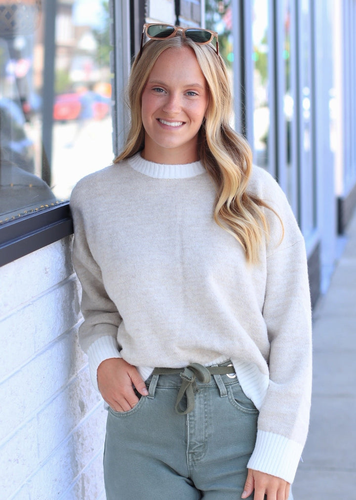 Cozy Contrast Trim Sweater