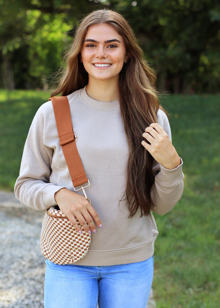 The Lottie Fleece Raglan Sweatshirt in Ash Mocha