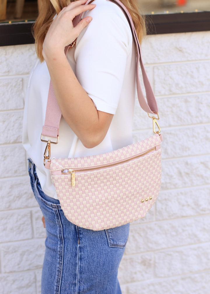 Westlyn Woven Bum Bag in Checkered Blush