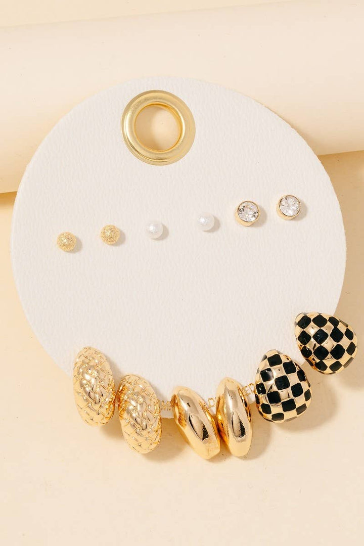 Mixed Huggie And Stud Earrings Set