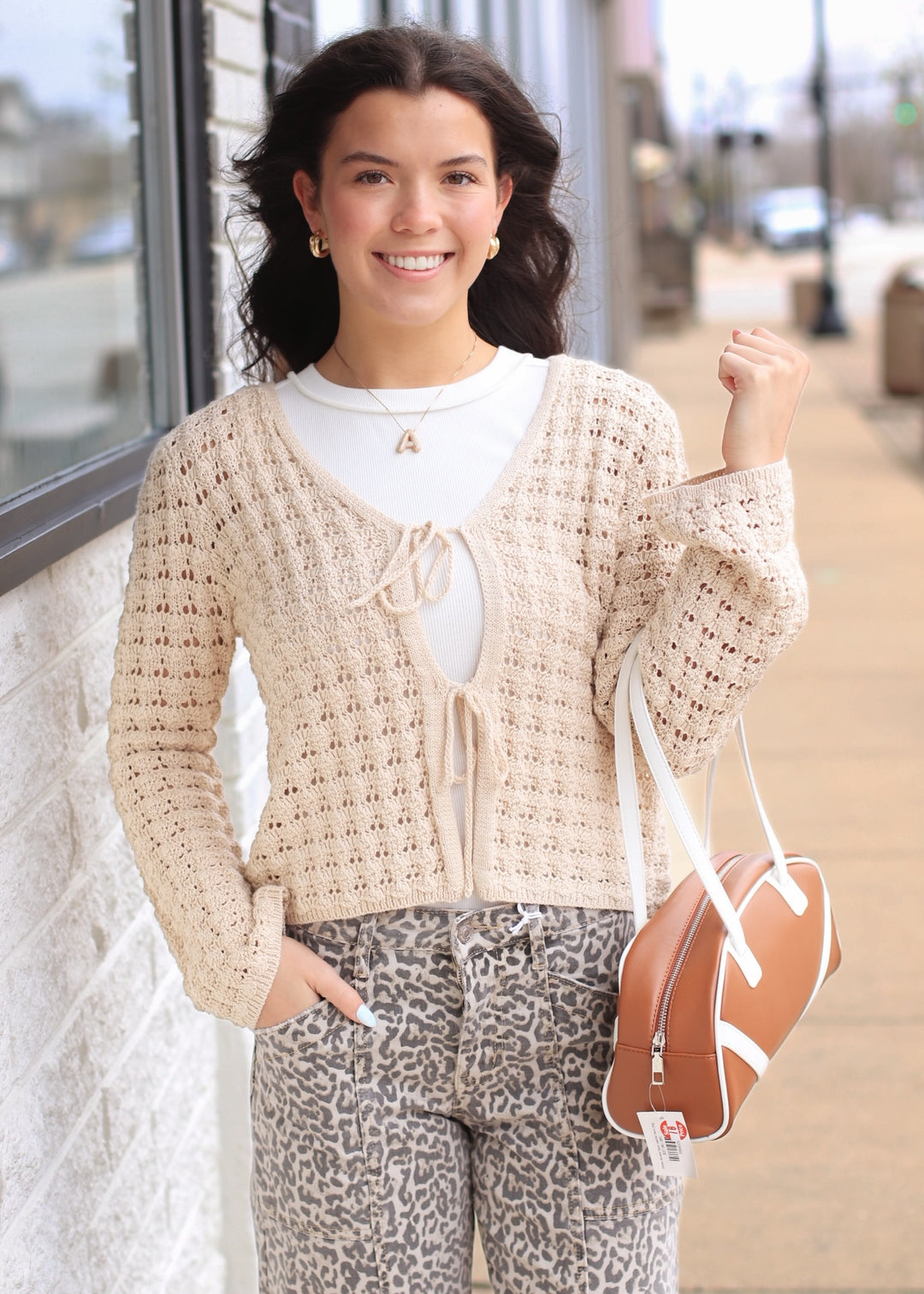 The Stevie Bow Cardigan — Natural