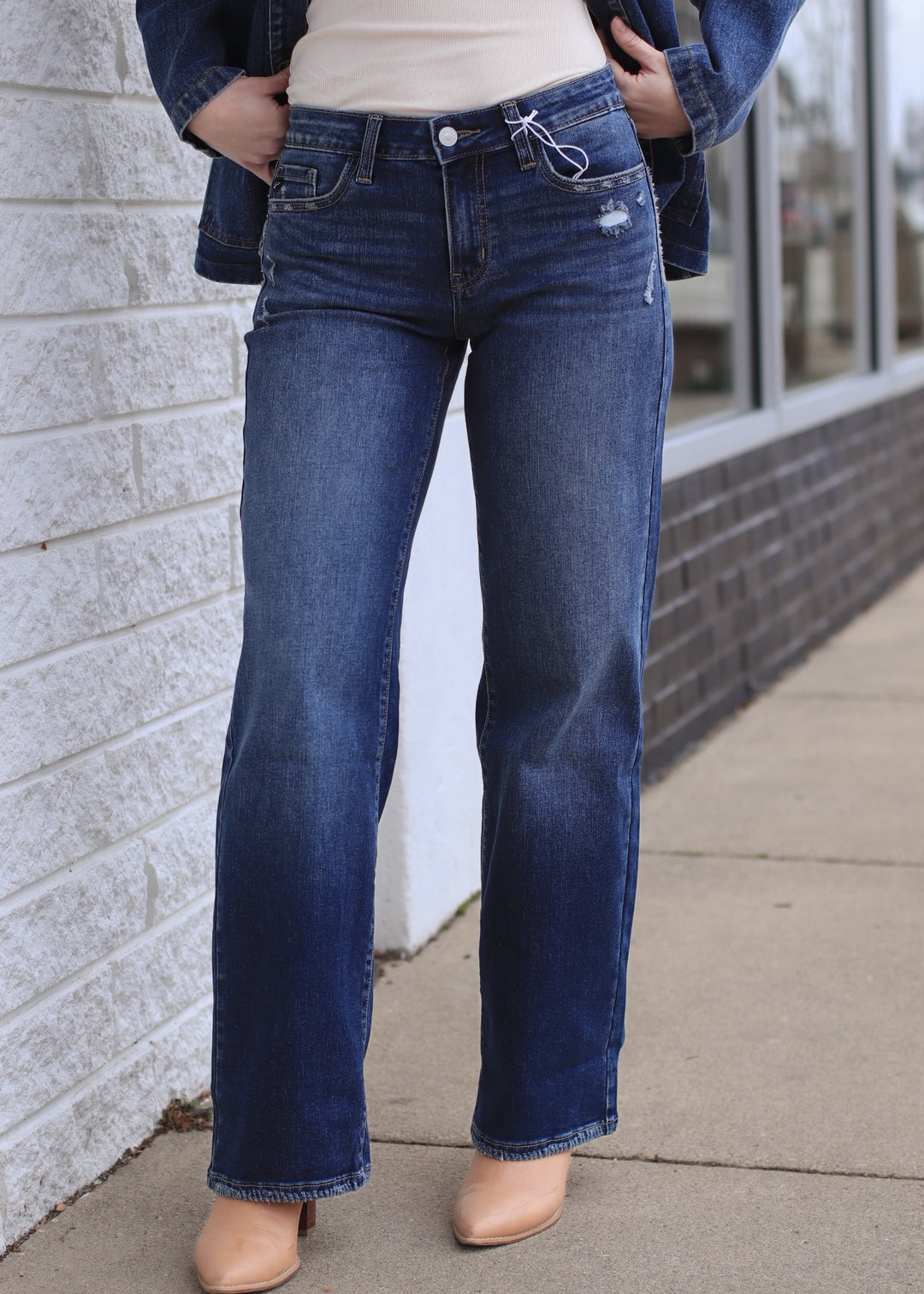 The Grindstone Mid Rise Wide Leg Jean