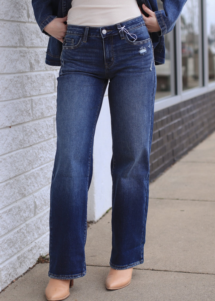 The Grindstone Mid Rise Wide Leg Jean