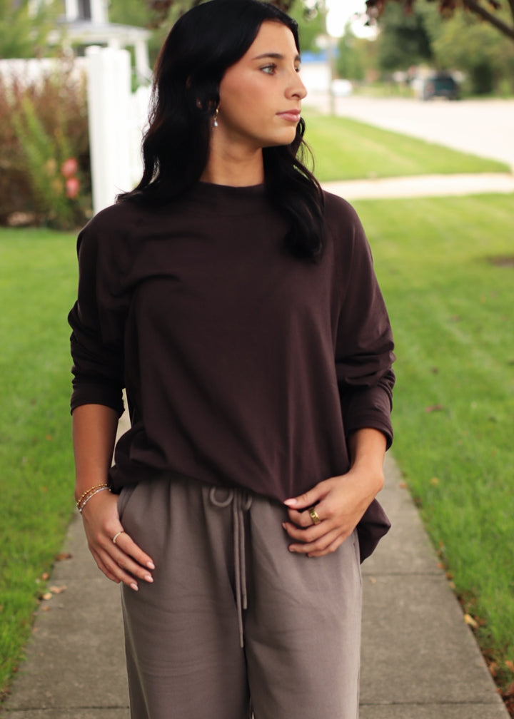 Pima Cotton Mock-Neck Raglan Tunic