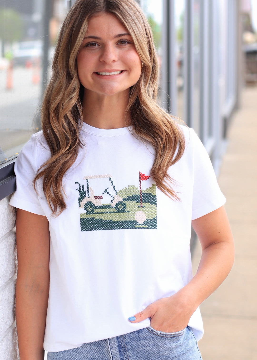 Golf Cart Embroidered Knit Tee