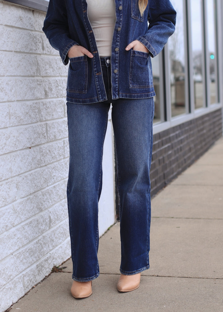 The Grindstone Mid Rise Wide Leg Jean