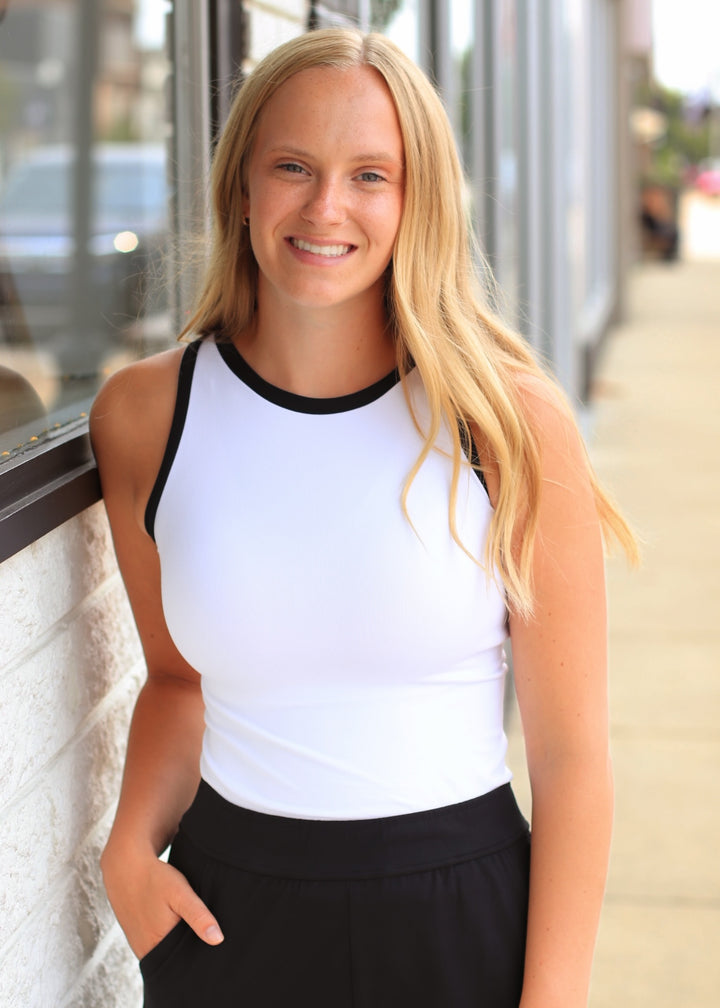 Seamless Reversible Tank in White/Black