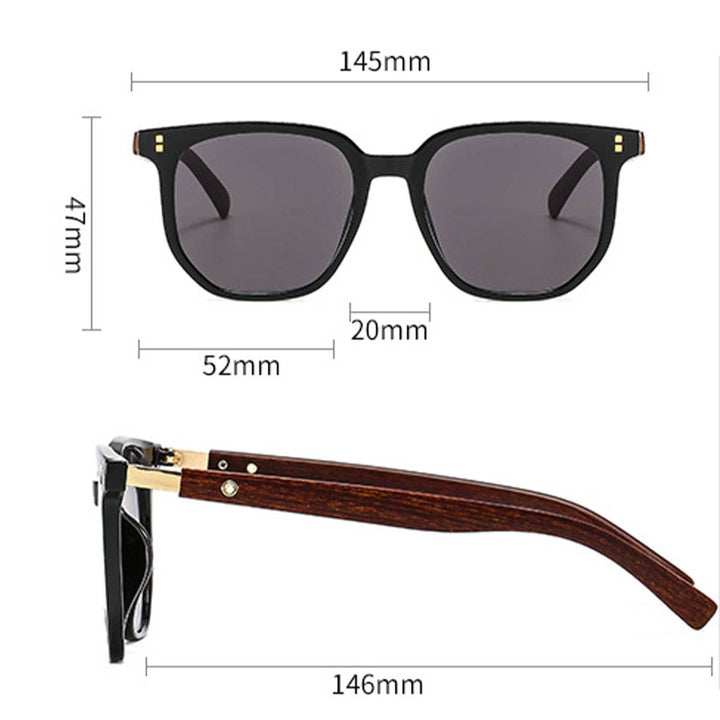 Wood Grain Square Sunglasses
