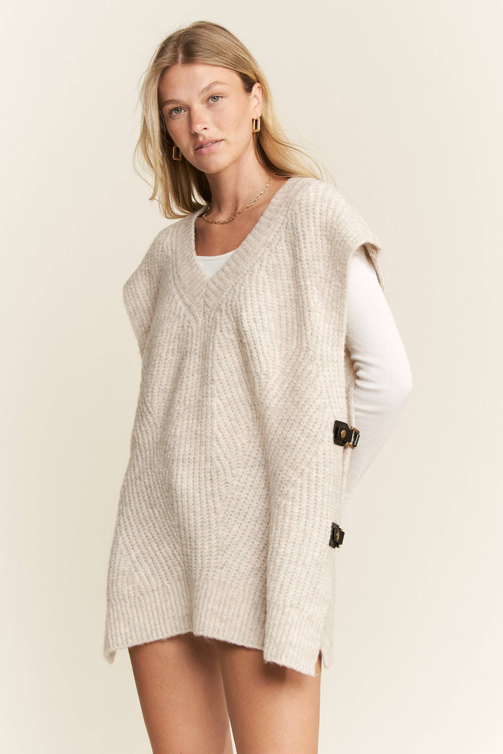 Buckled Oversized Sweater Vest