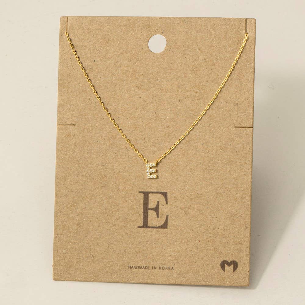 Mini Rhinestone Initial Necklace