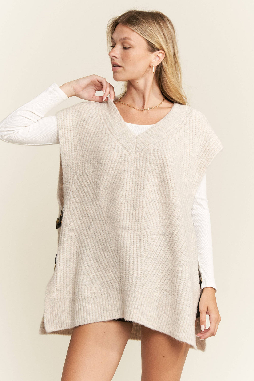 Buckled Oversized Sweater Vest