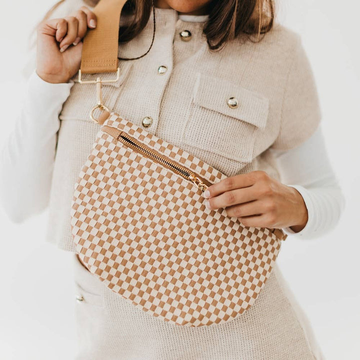 RESTOCK Westlyn Woven Bum Bag in Checkered Tan