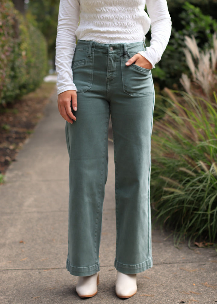 Cilantro High Ruse Wide Leg Denim