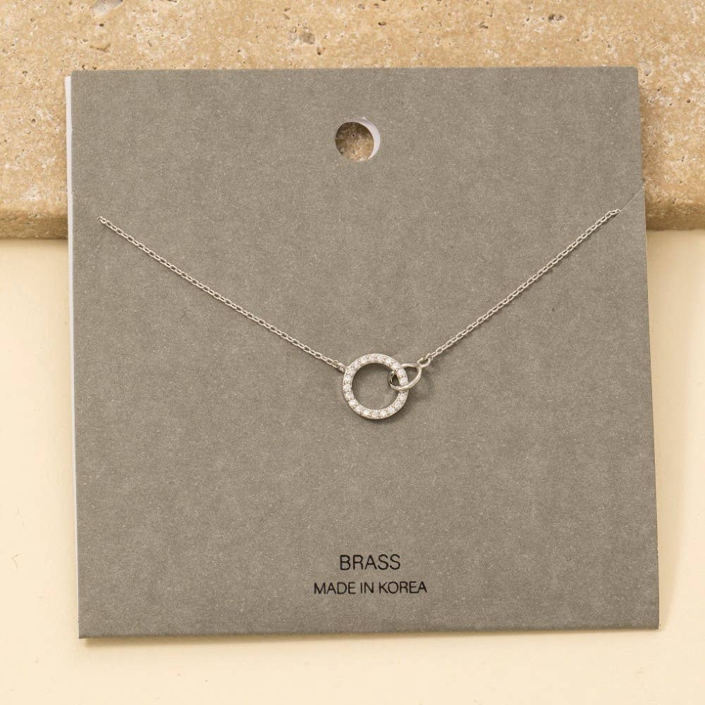 Pave Hoop Pendant Dainty Chain Necklace