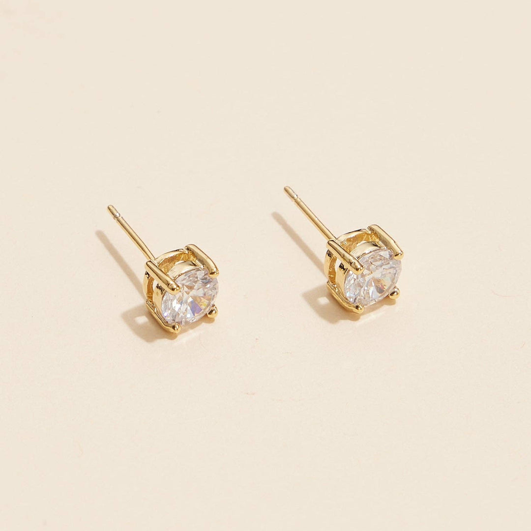 Gold Dipped Cubic Zirconia Stud Earrings