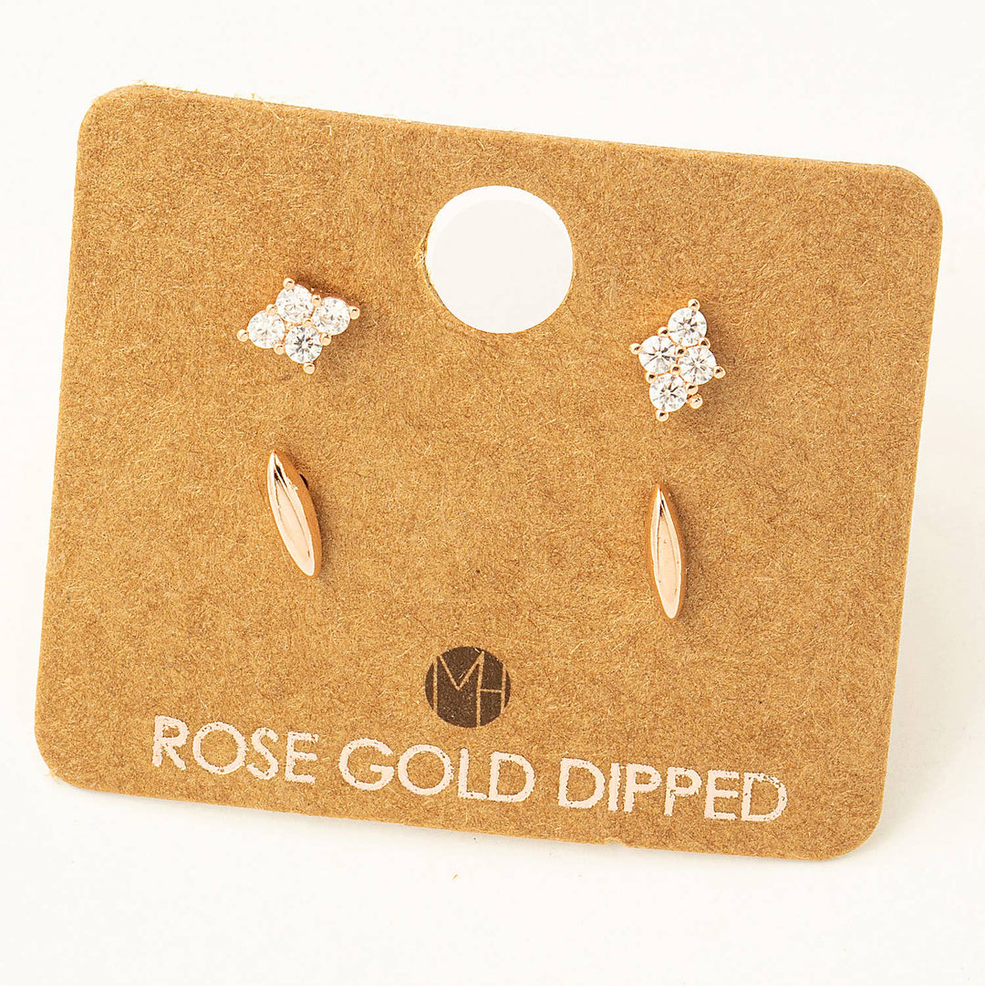Mini Four Piece Rhinestone Stud Earrings