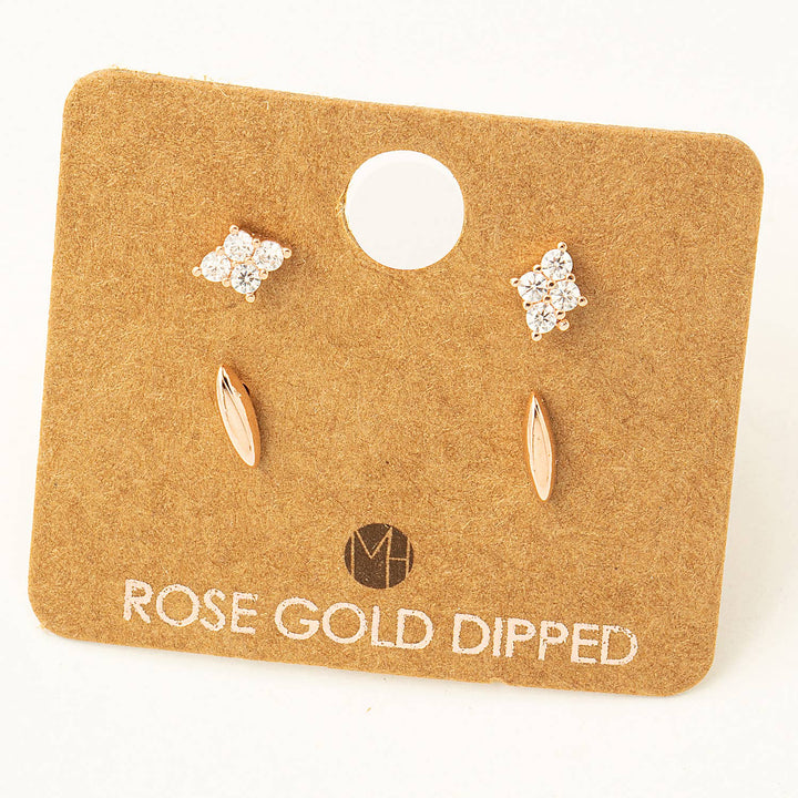 Mini Four Piece Rhinestone Stud Earrings