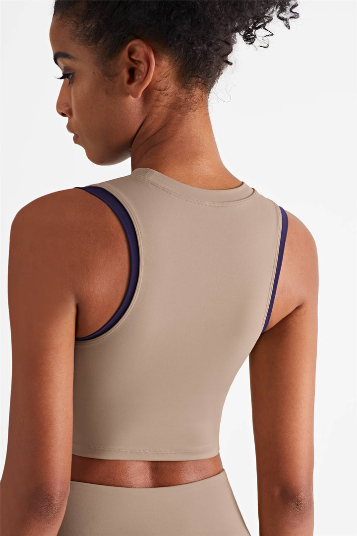 CLEARANCE FINAL SALE Cyber Contrast-Color Tank Top Sports Bra