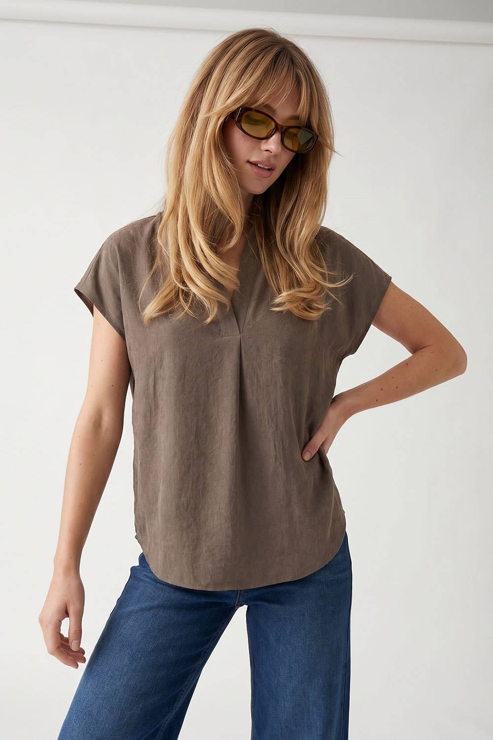 Soft Matte Drop Shoulder Blouse