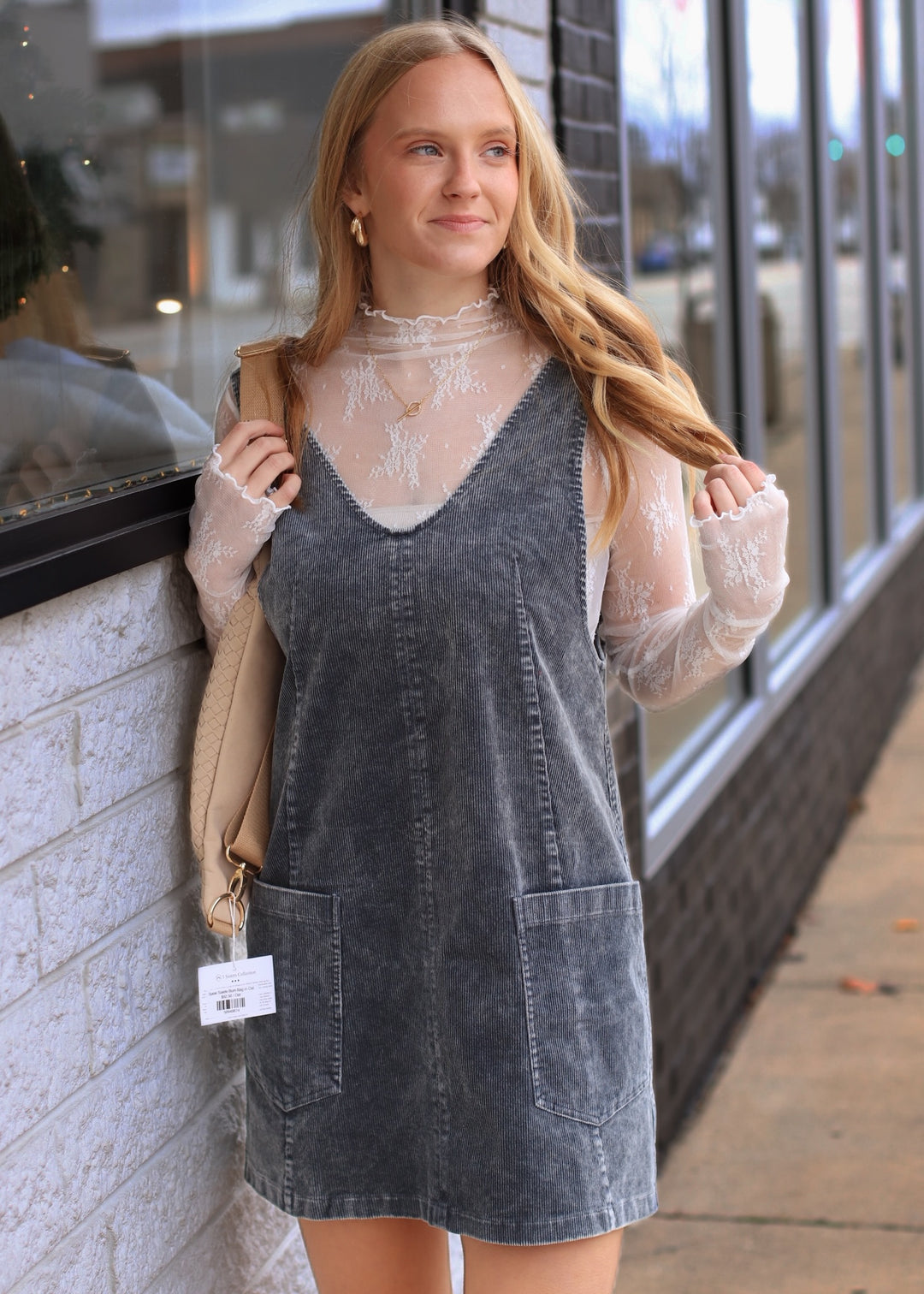 The Elara Lace Mock Neck