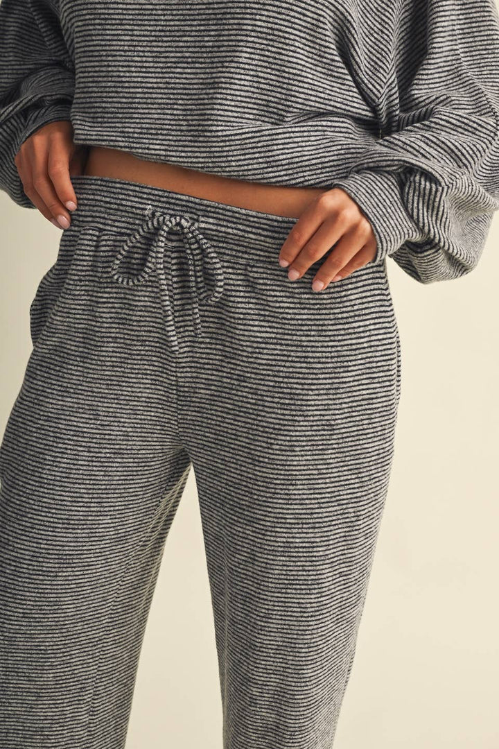 Striped Soft Brushed Hacci Wide Leg Pants