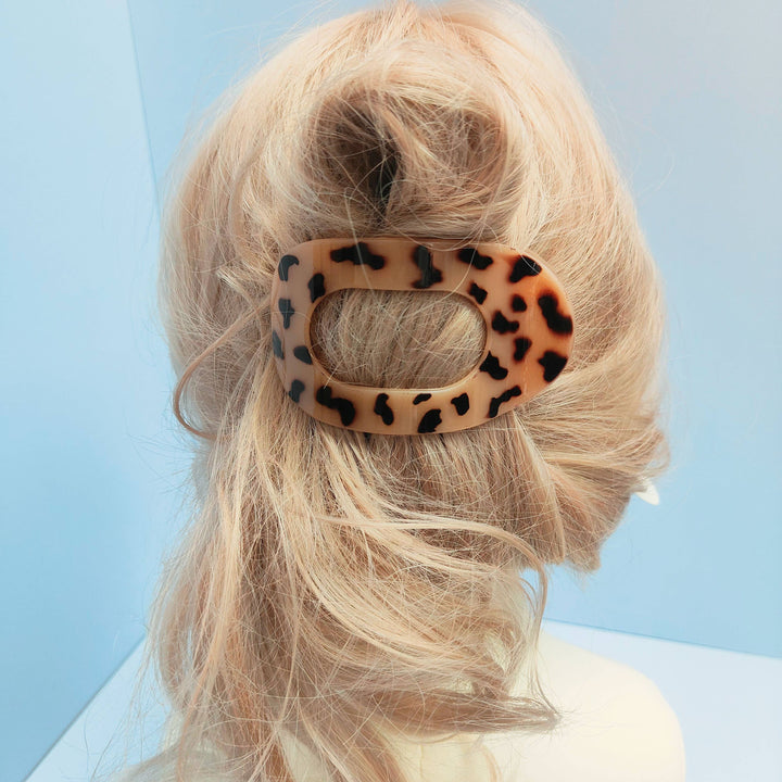 Oval Flat Hair Clip in Wine