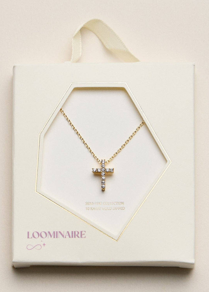 Gold Dipped Cross Pendant Necklace – Dainty CZ Christian Jewelry