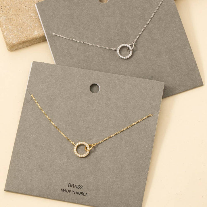 Pave Hoop Pendant Dainty Chain Necklace