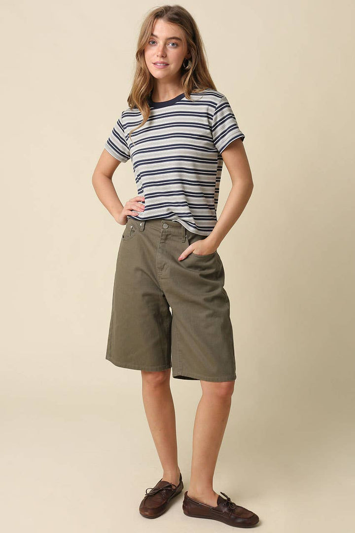 Mila Stripe Baby Tee in Cream &amp; Brown