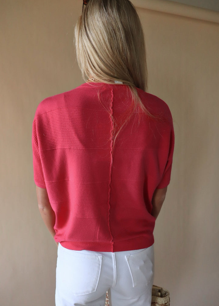Fuchsia Soft Fine Gauge Elbow Dolman Top