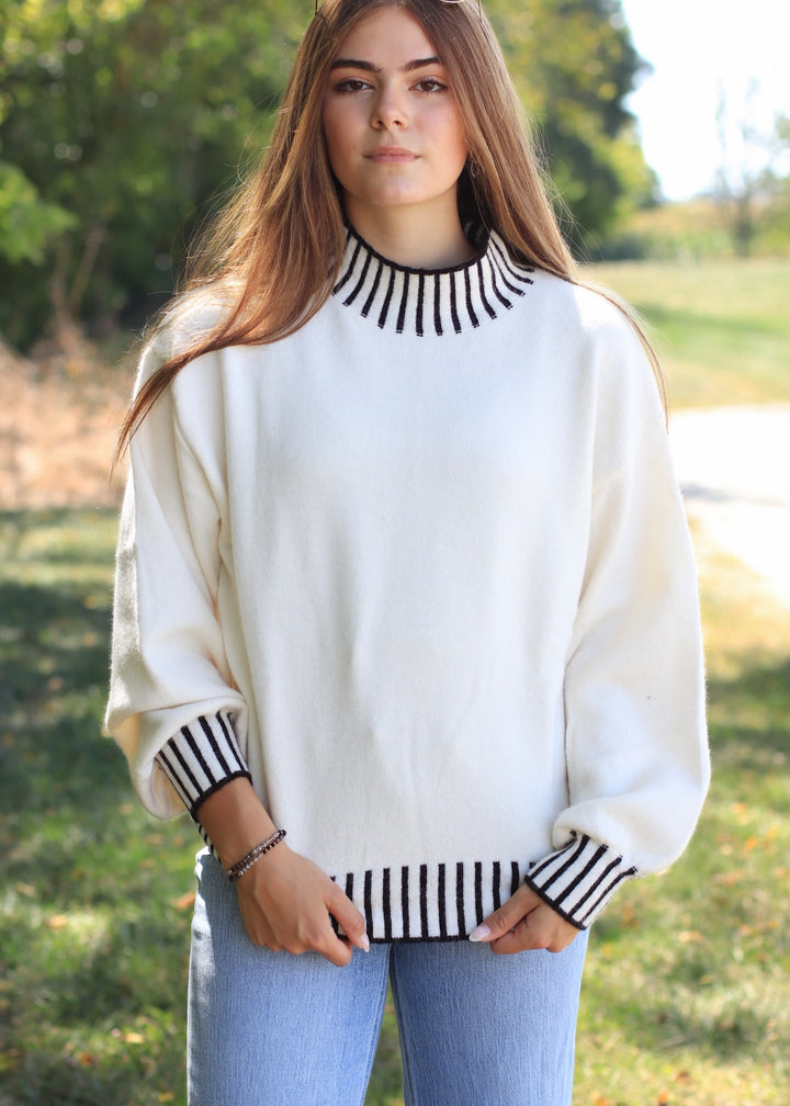 Frost & Ink Ribbed Trim Sweater