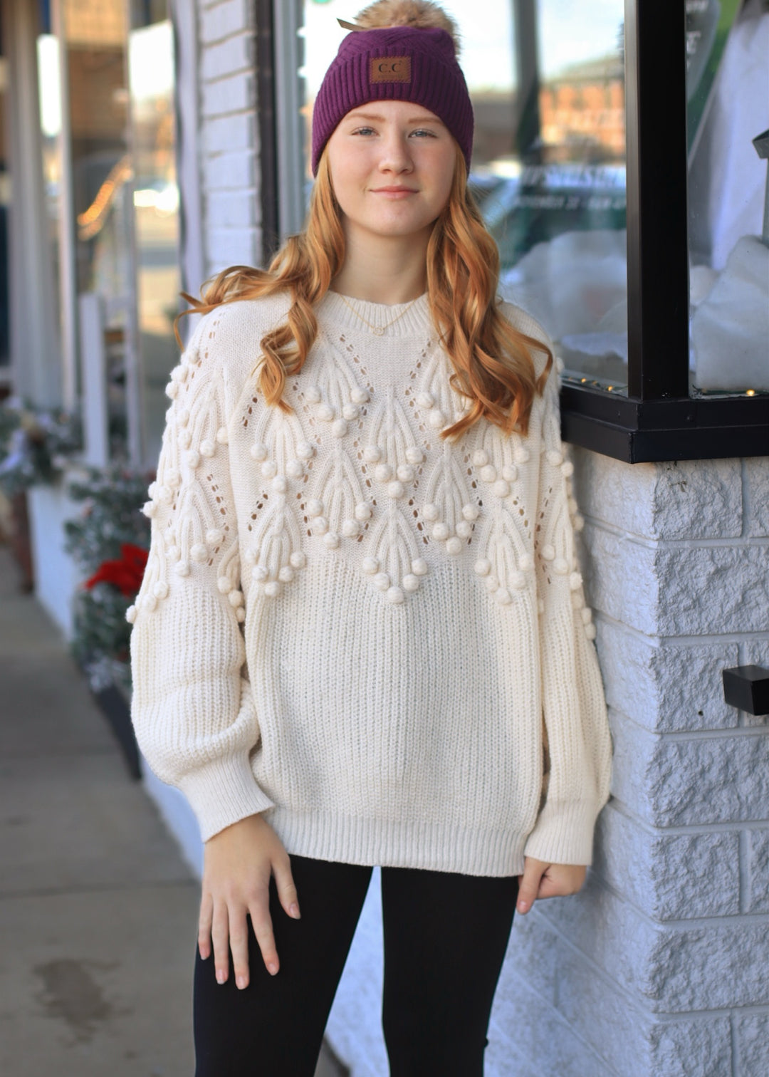 CLEARANCE FINAL SALE  January Pom Sweater Top