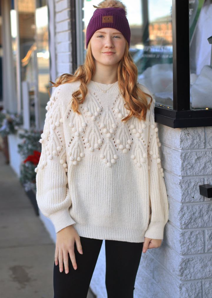 CLEARANCE FINAL SALE  January Pom Sweater Top