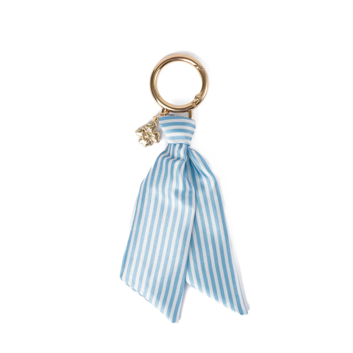 Floral Satin Keychain Blue Stripes