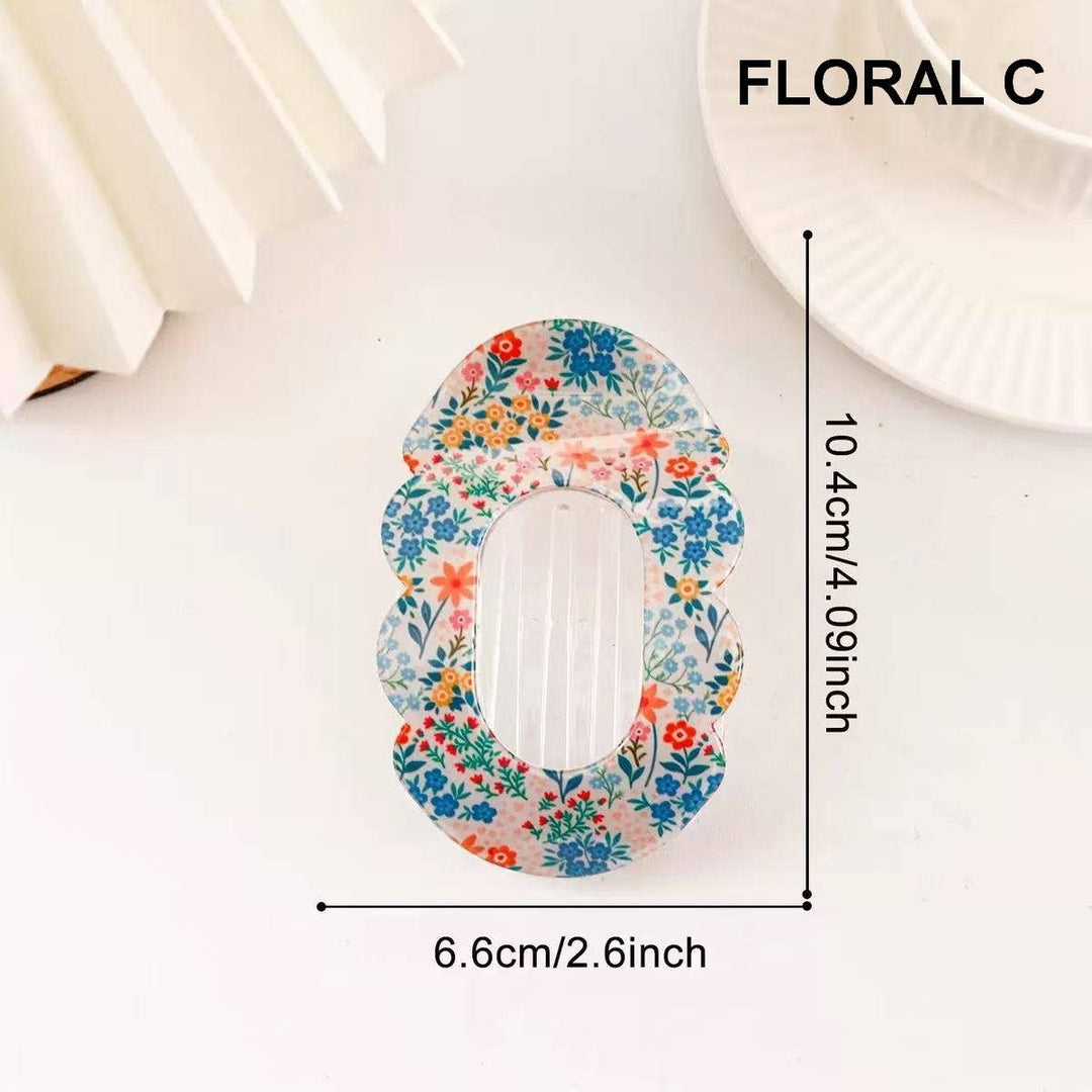 Stripe Pink Scalloped Edge Flat Hair Claw Clip
