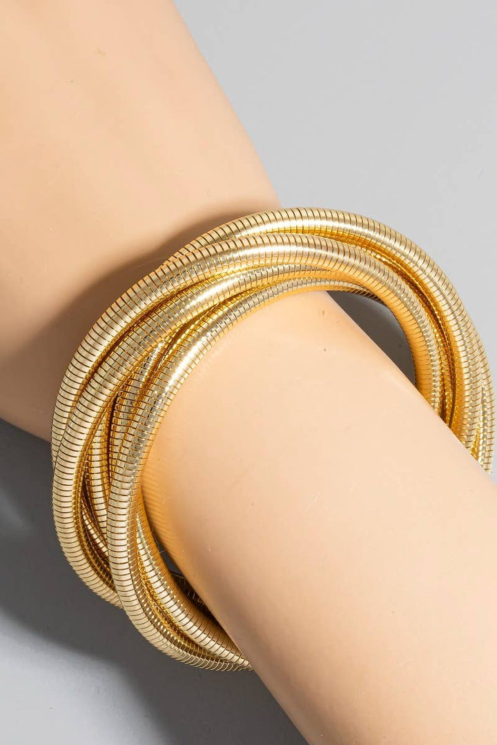 Layered Metallic Elastic Coiled Bracelet Set