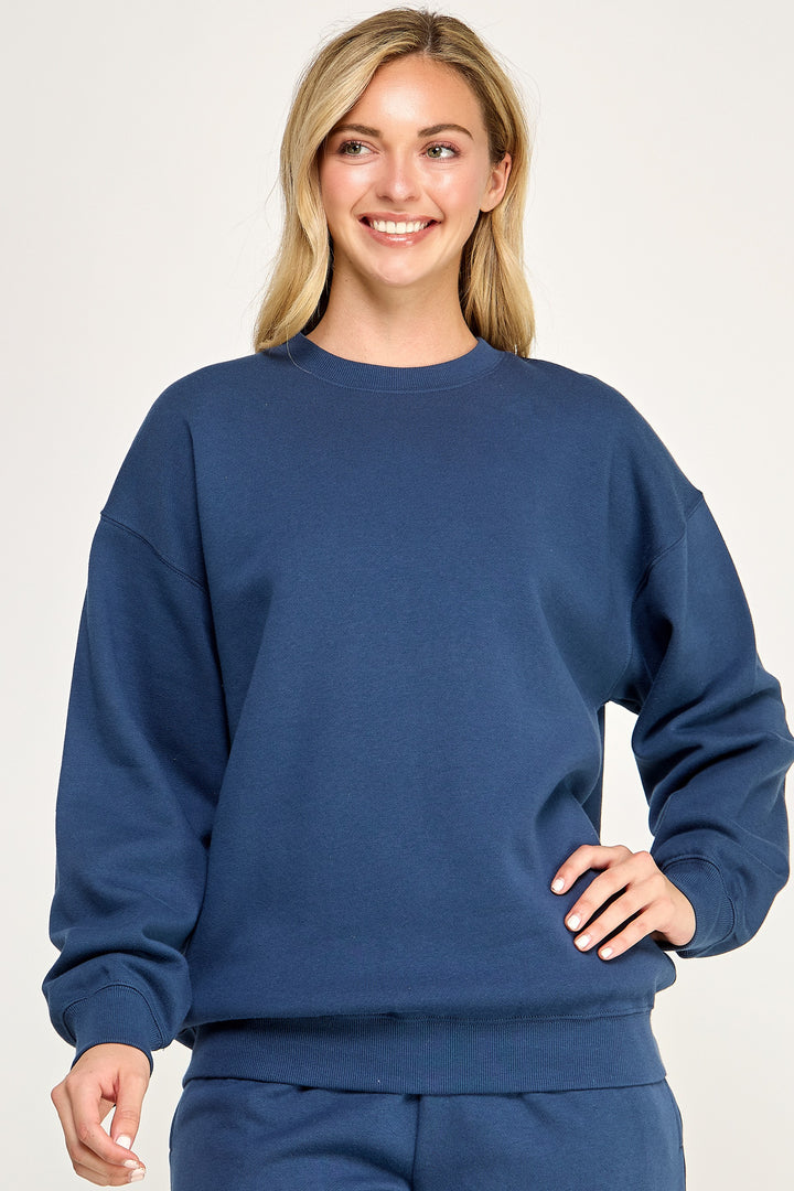Oversized Crew Neck Sweatshirt in Indigo Blue