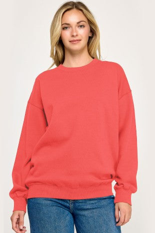 Oversized Crew Neck Sweatshirt in Cayenne Orange