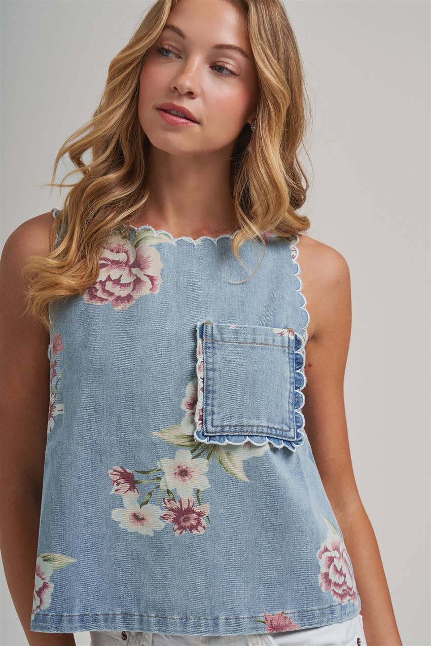 The Vintage Bloom Denim Top 🌸